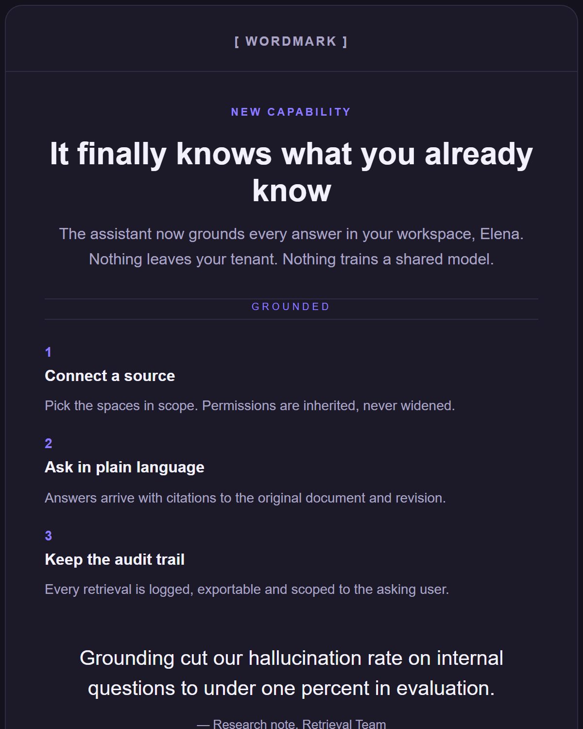 Preview of the AI template