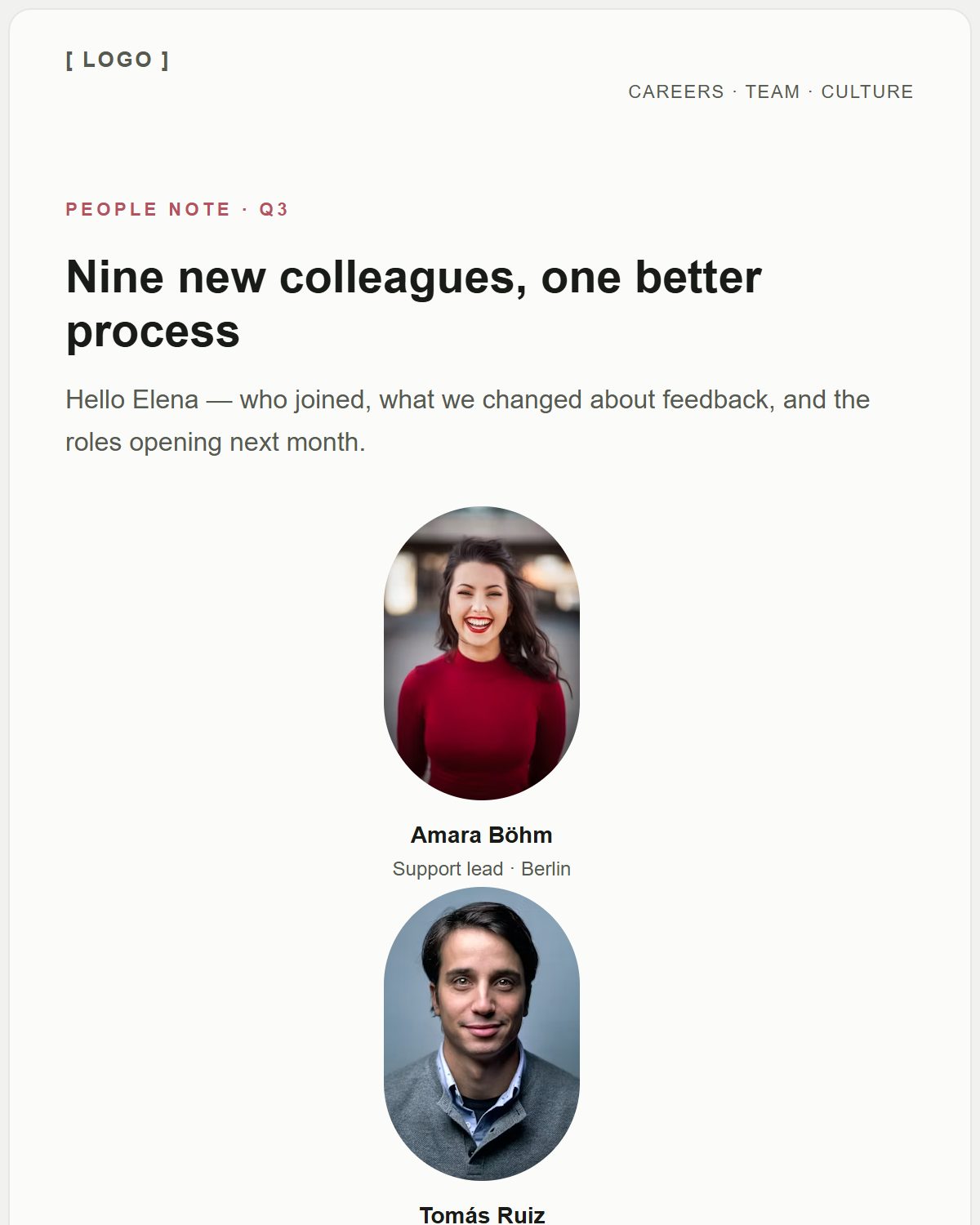 Preview of the People template