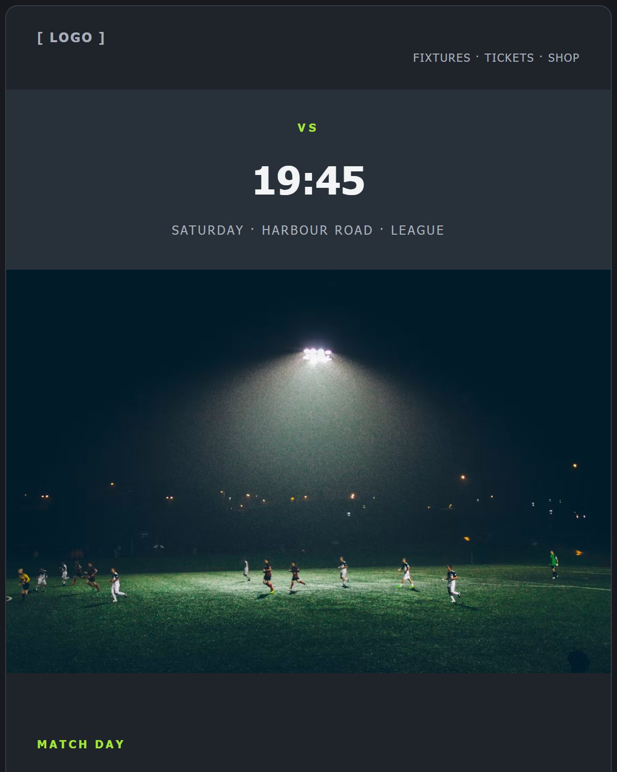 Preview of the Sports template